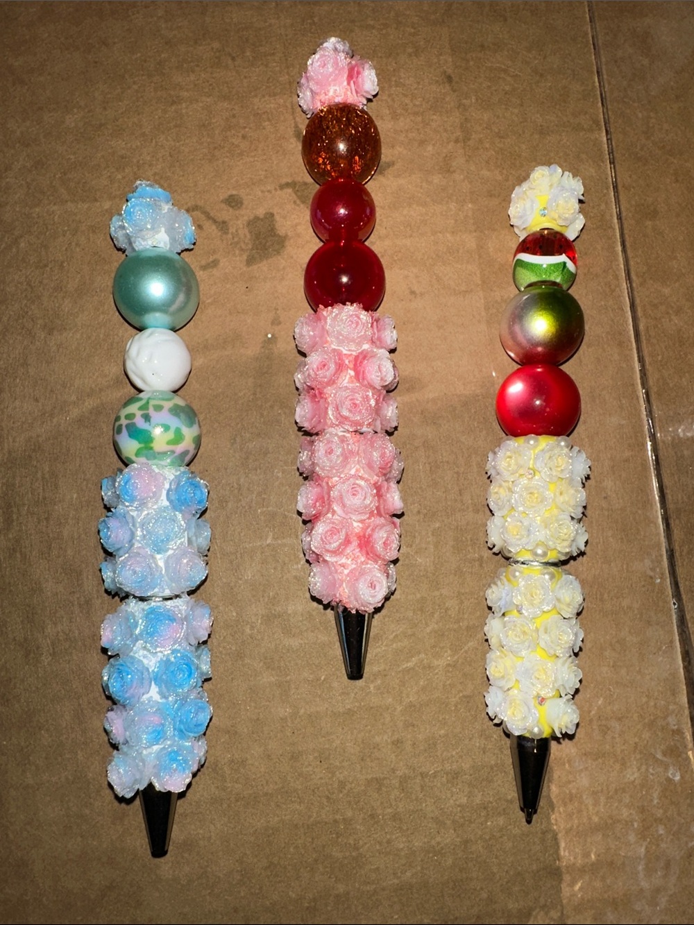 Handcrafted Floral Bead Pen - Pink, Blue, Yellow $17 Each 🦩